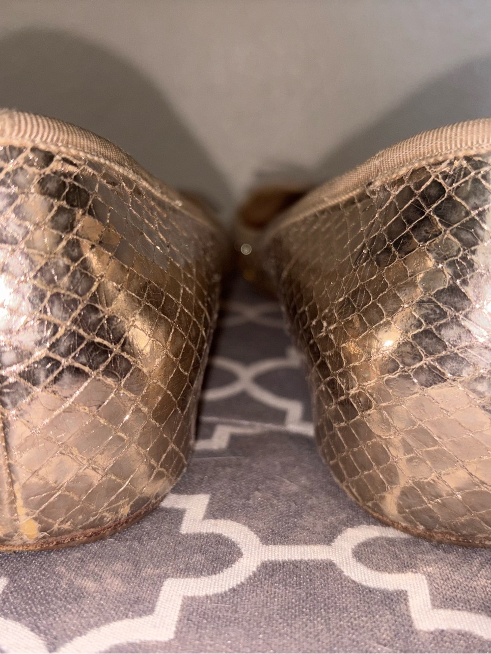 Gold Snakeskin Louboutin Flats 41.5 more like 9 to 9.5 Narrow sizing. - Picture 10 of 12